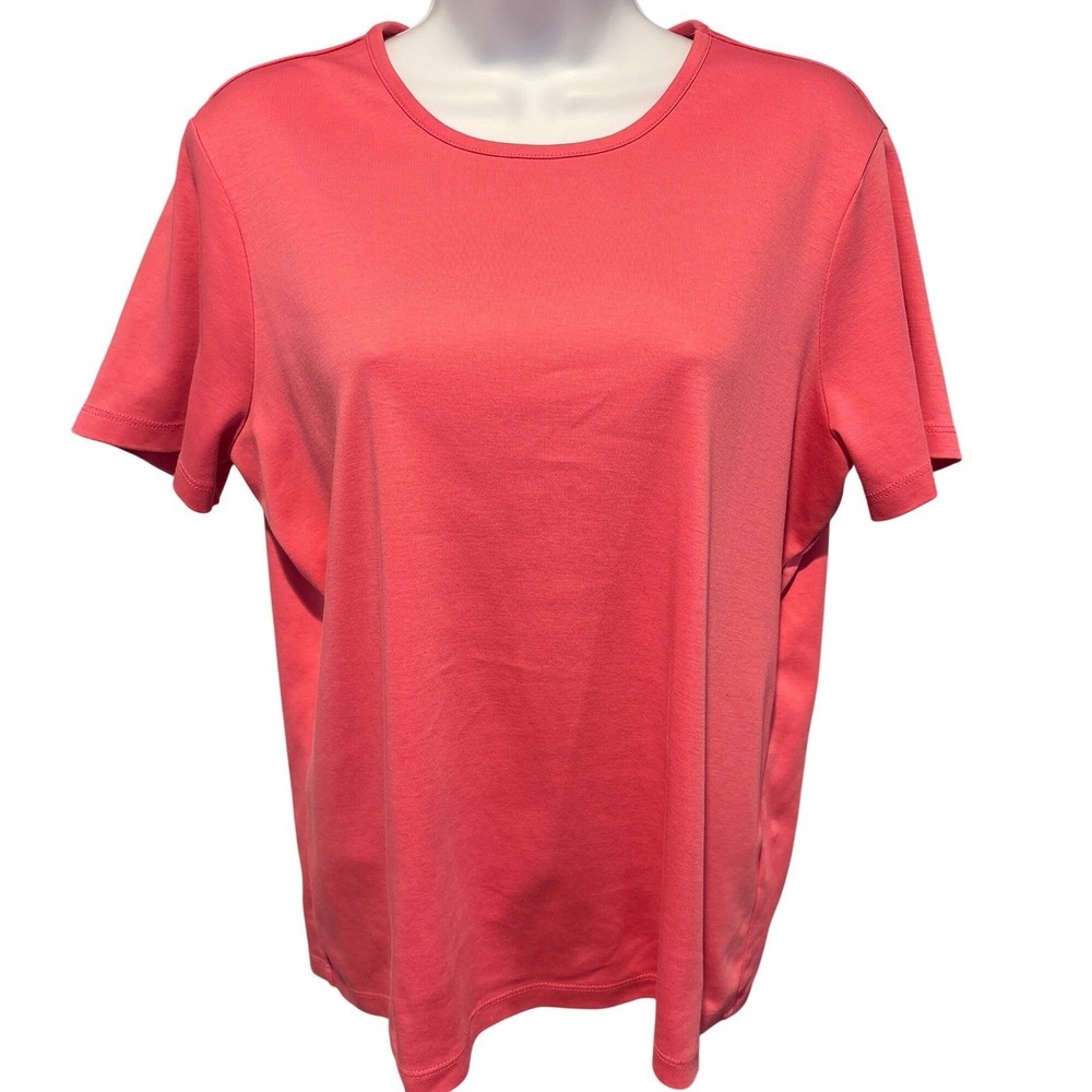 L.L. BEAN Womens Pink T-Shirt Sz L Excellent 100% Supima Cotton Preppy Basics